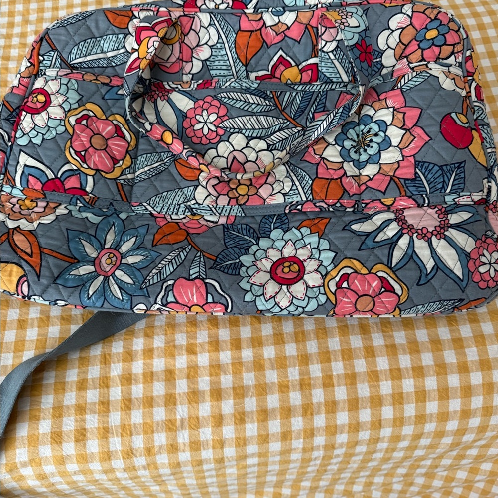 Vera Bradley Gray and Pink Travel Bag with Floral Design